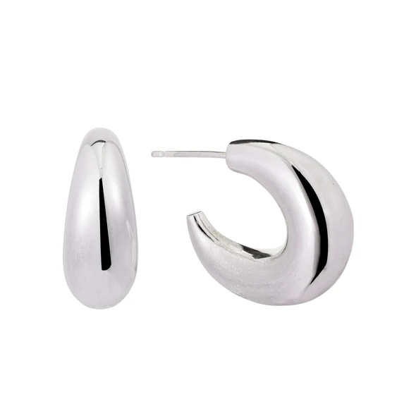 Silver Chunky Crescent Hoop Earrings