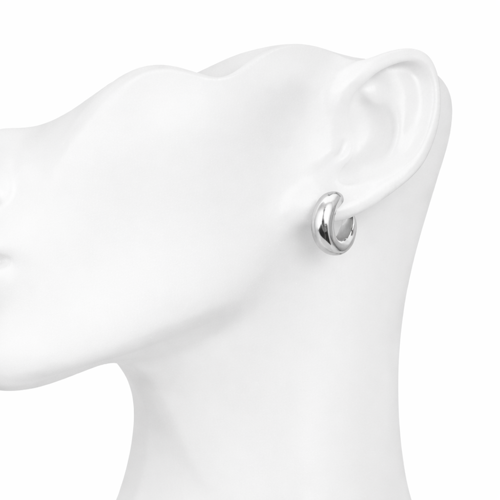 Silver Chunky Crescent Hoop Earrings
